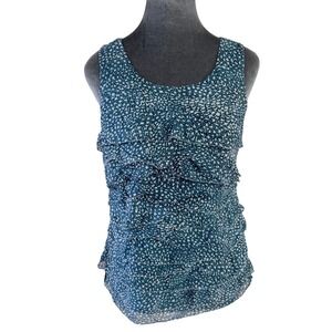 Ann Taylor Romantic Shabby Chic 90's Silk Tiered Ruffle Sleeveless Top  SP